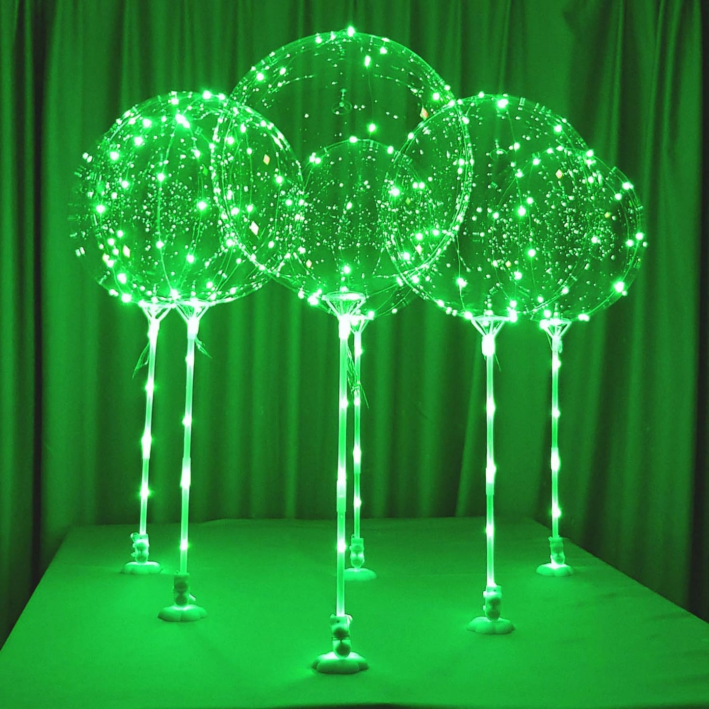 LED Balloons with sticks green-color 6pc