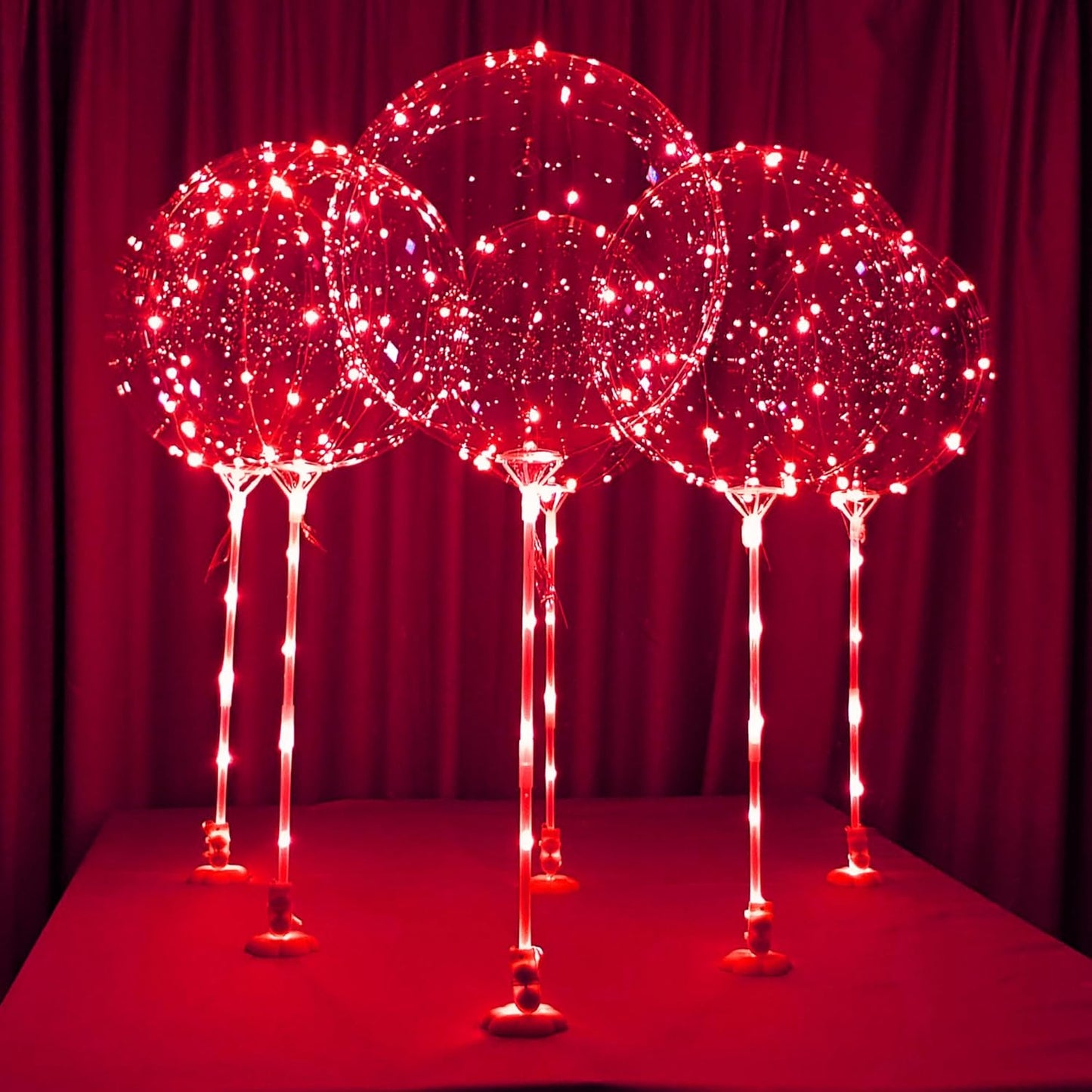 LED Balloons with sticks -red-color 6pc