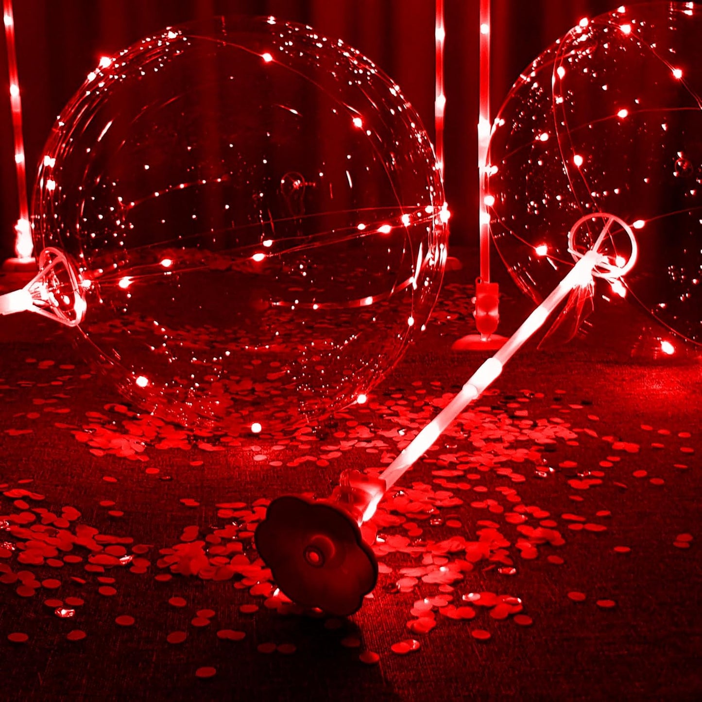 LED Balloons with sticks -red-color 6pc