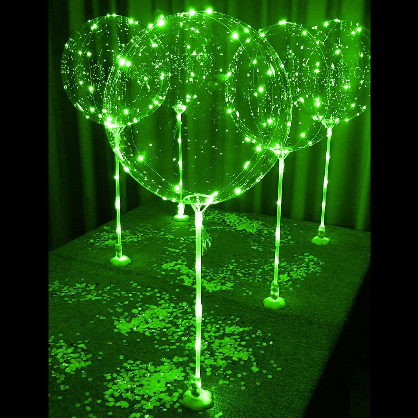 LED Balloons with sticks green-color 6pc