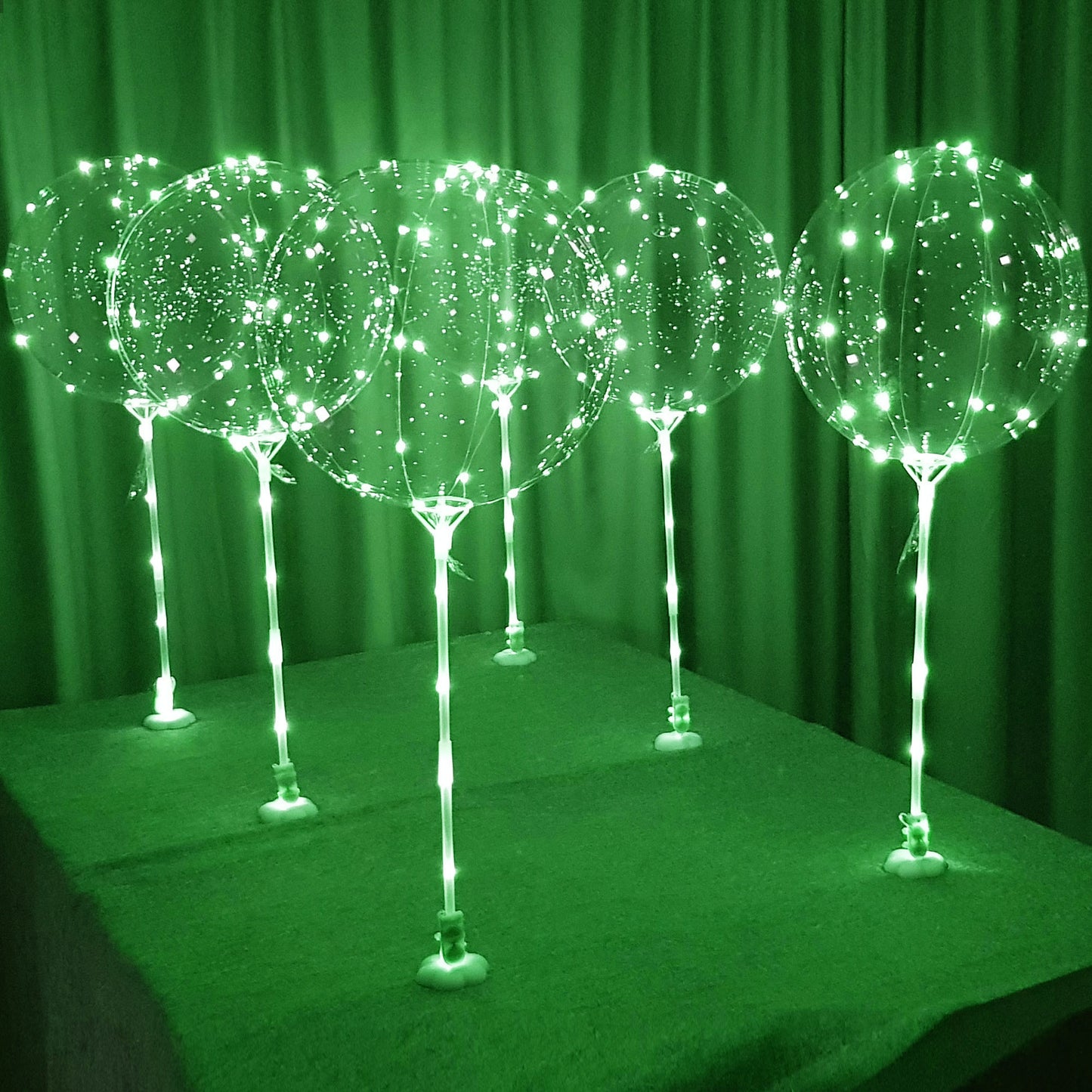 LED Balloons with sticks green-color 6pc