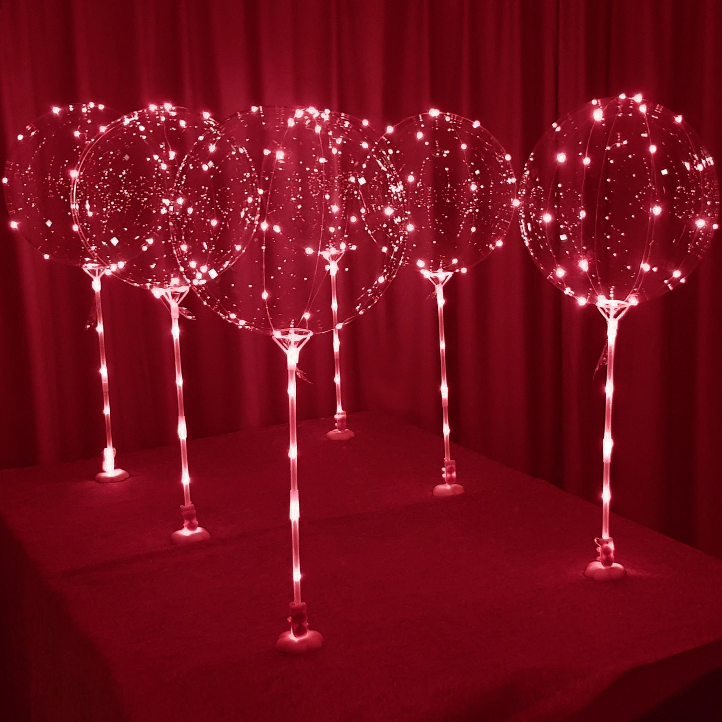 LED Balloons with sticks -red-color 6pc
