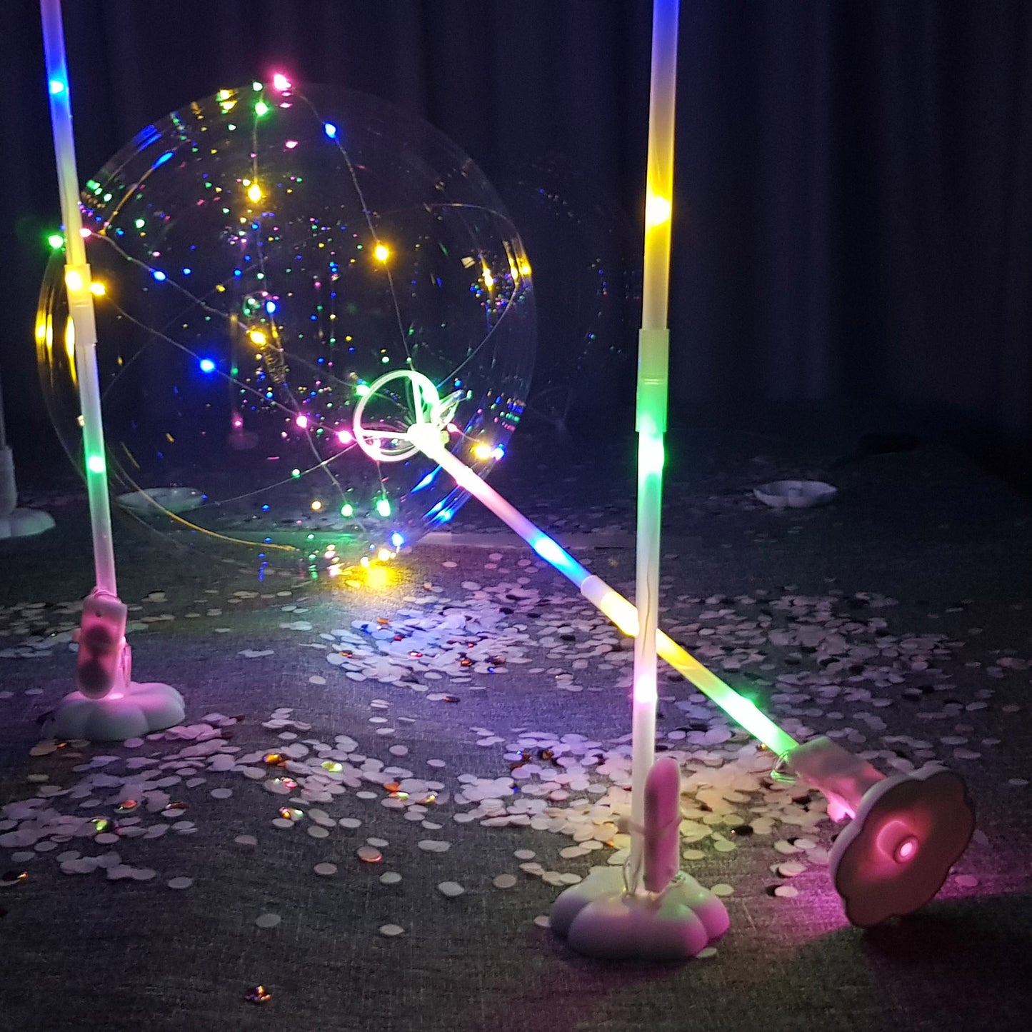 LED Balloons with sticks multi-color 6pc