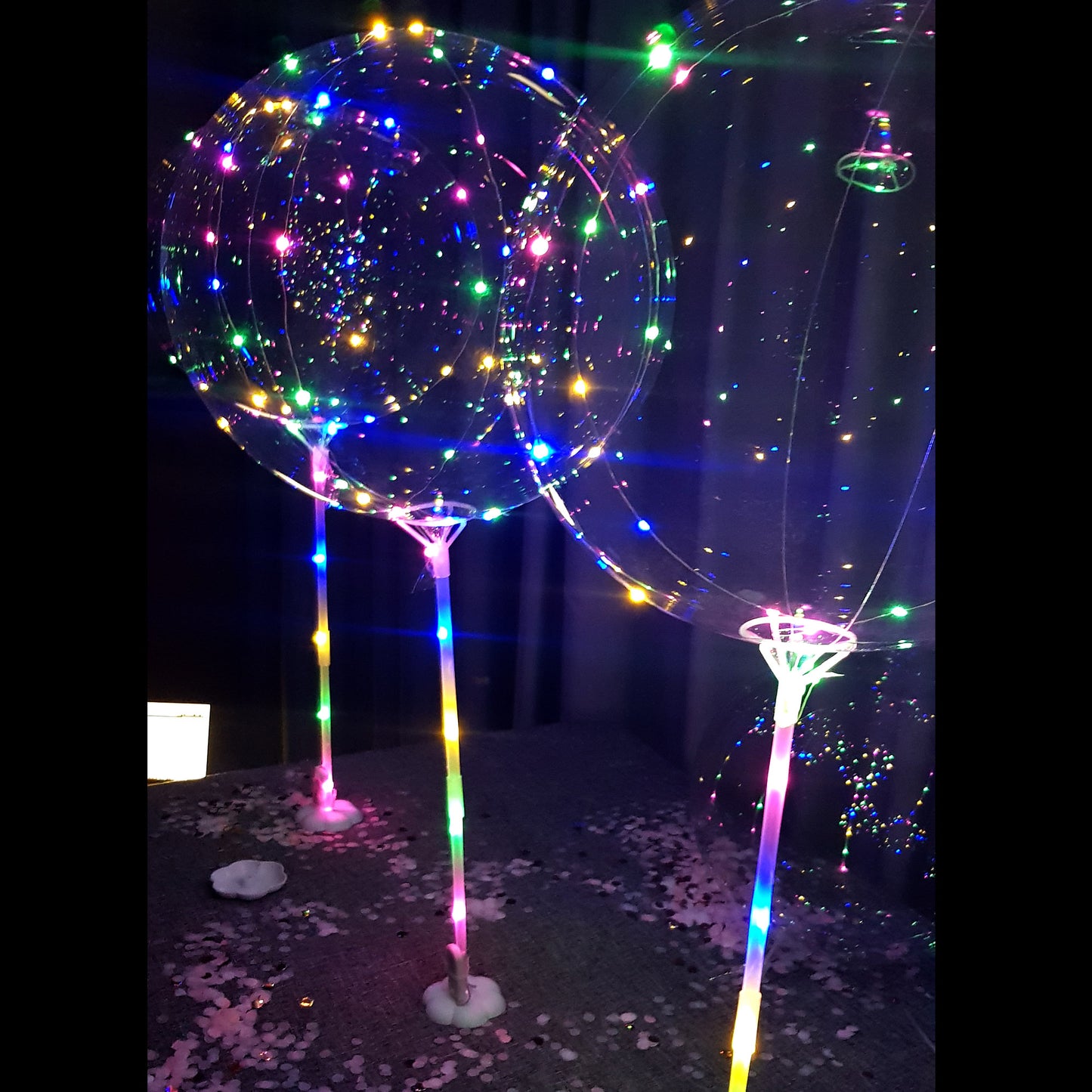 LED Balloons with sticks multi-color 6pc