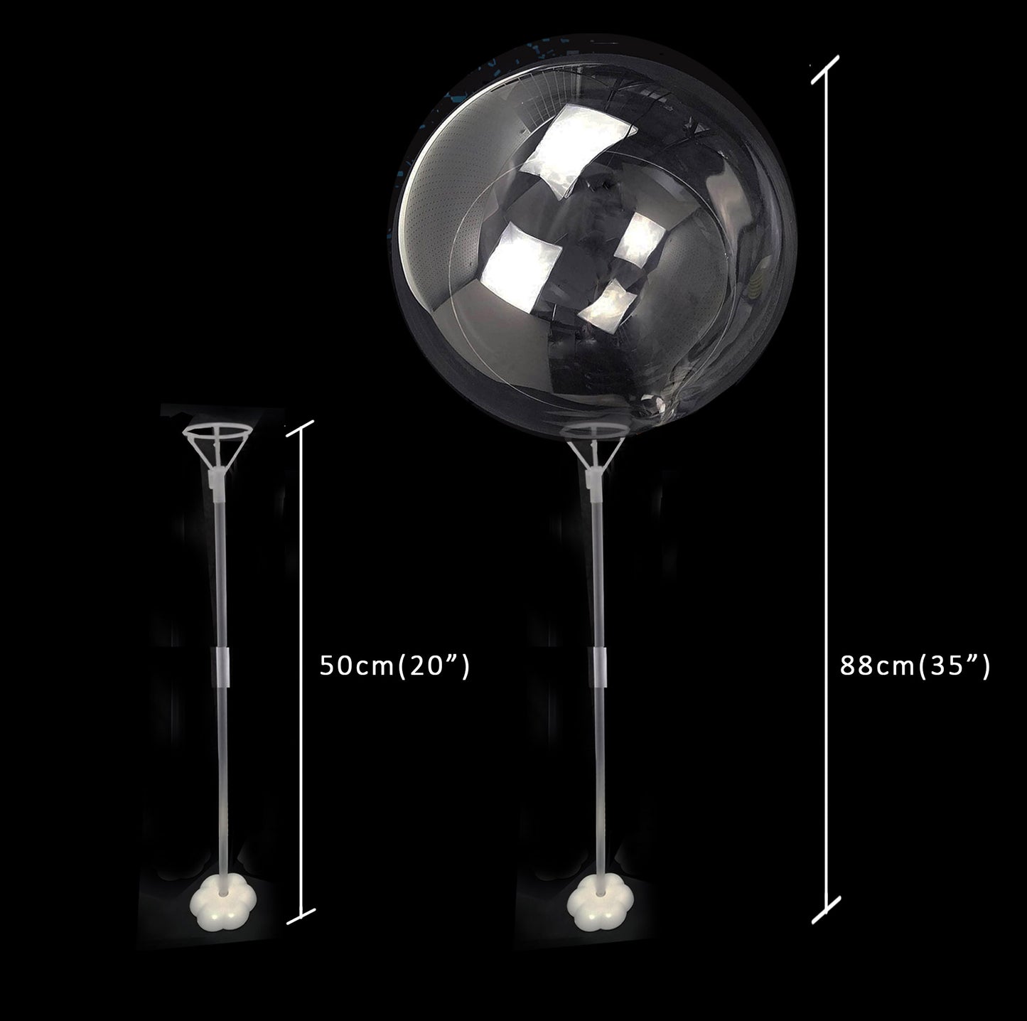 Clear Transparent Balloon Sticks and Stands 10pc (50cm) set