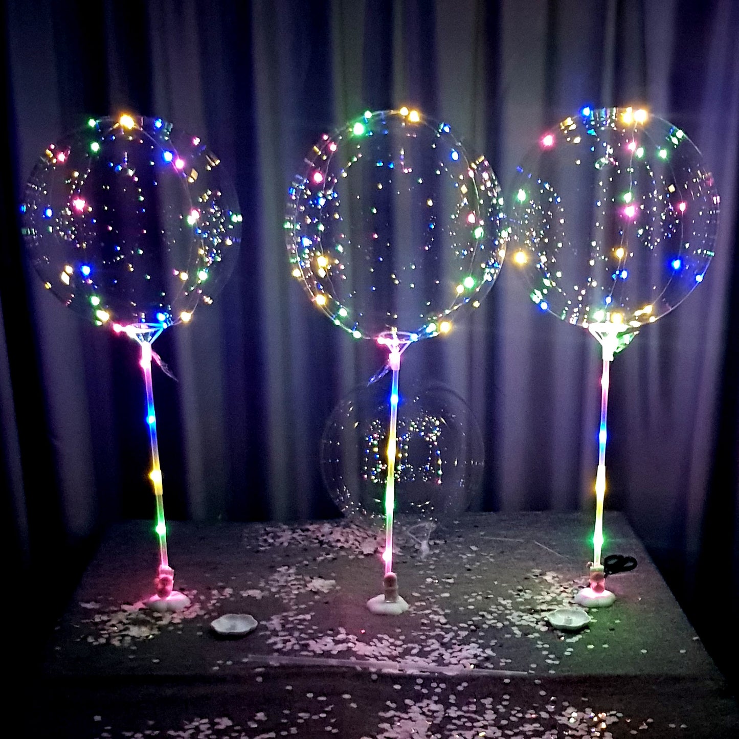 LED Balloons with sticks multi-color 6pc