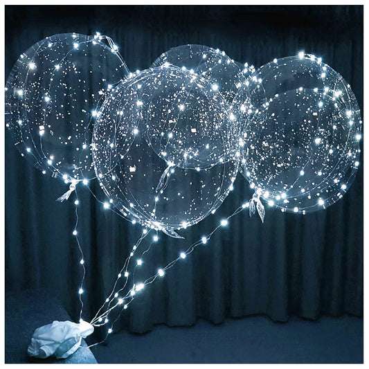 LED Light up Bobo Party Balloons Cold White (Set of 12)