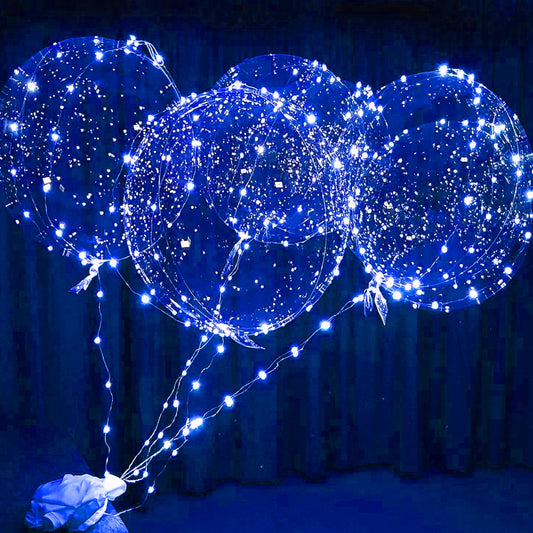 12pc Blue Led Balloons 22 Inch With  Batteries Light Up Bobo Balloons