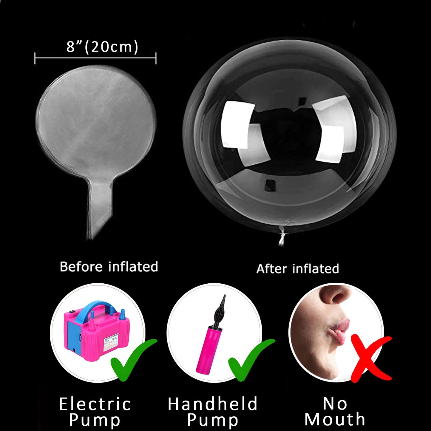LED Balloons with sticks cold white 6pc