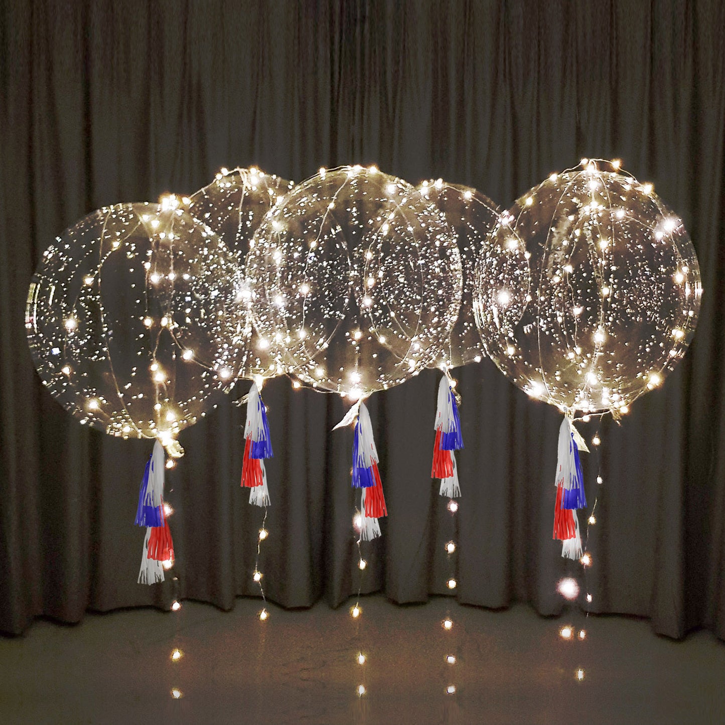 LED Light Up Clear Bobo Bubble Balloons Warm White (Set of 6)