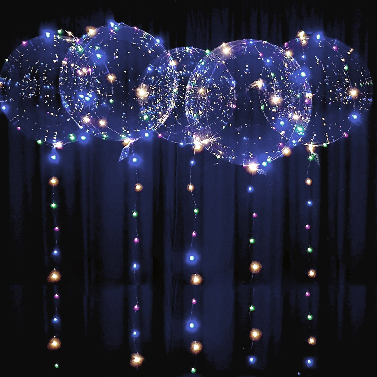 led balloons medium size multi-color 6pc with batteries
