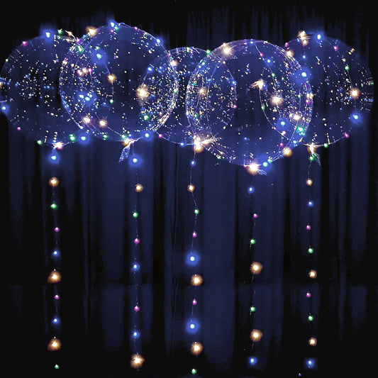 led balloons medium size multi-color 6pc with batteries
