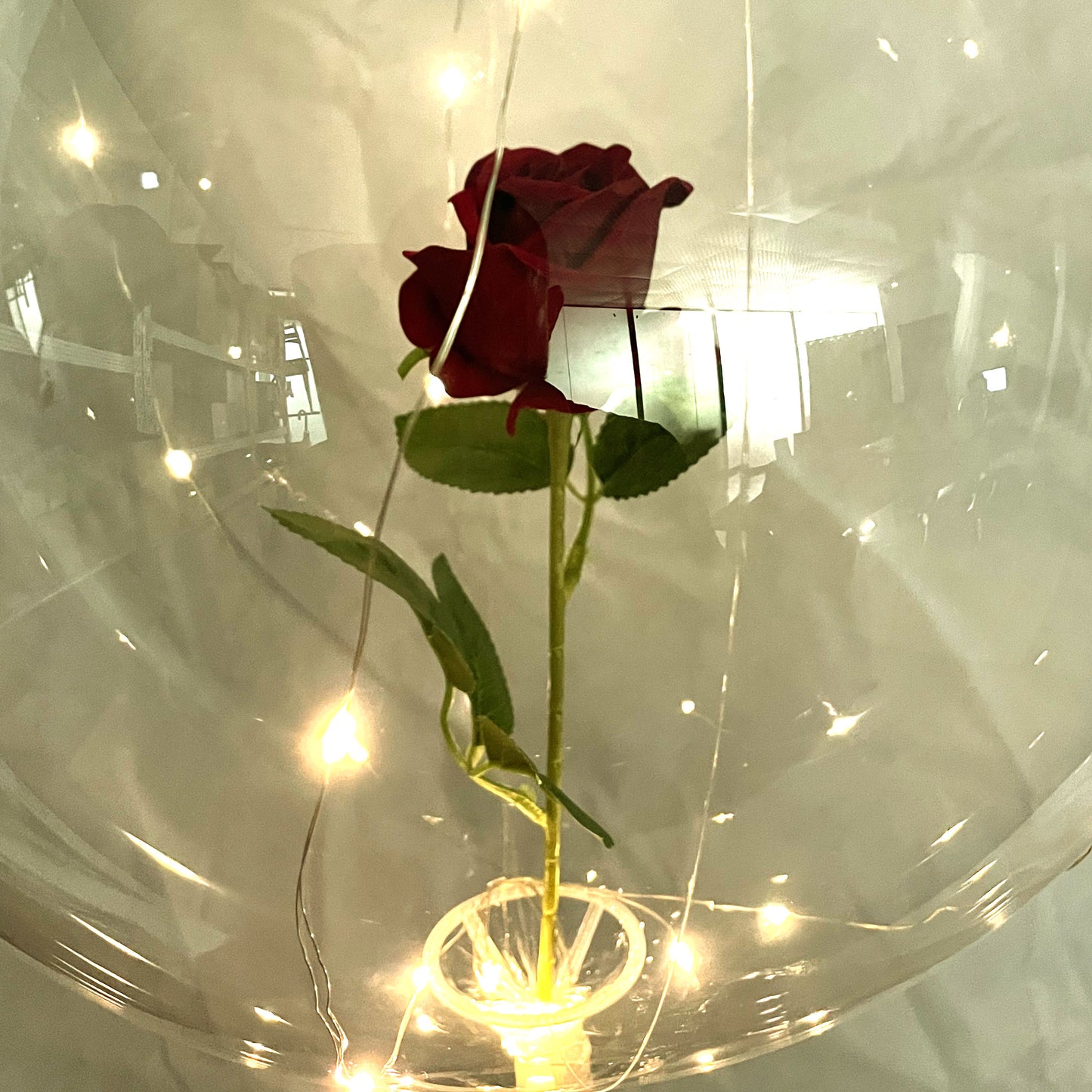 LED Balloons with sticks and roses 6pc