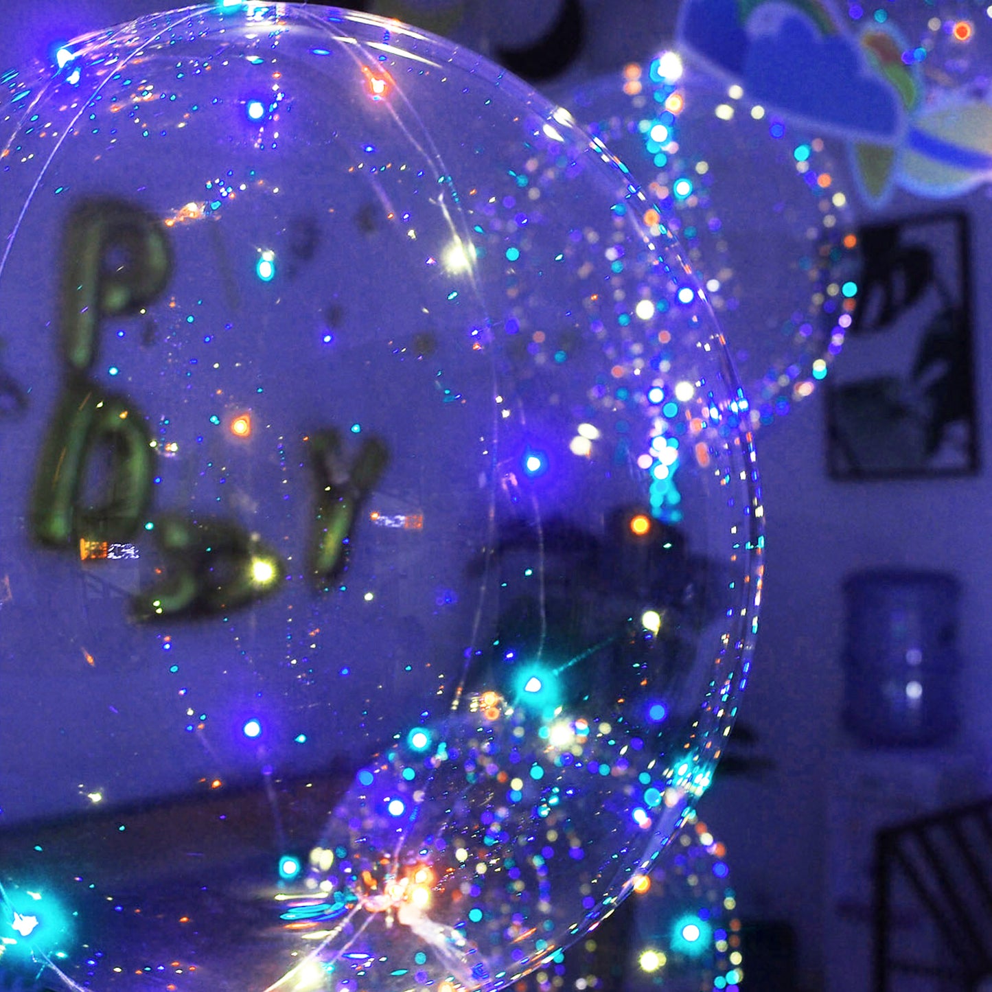 led balloons medium size multi-color 6pc with batteries