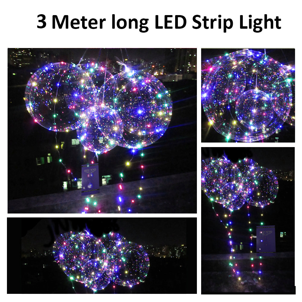 led balloons medium size multi-color 6pc with batteries