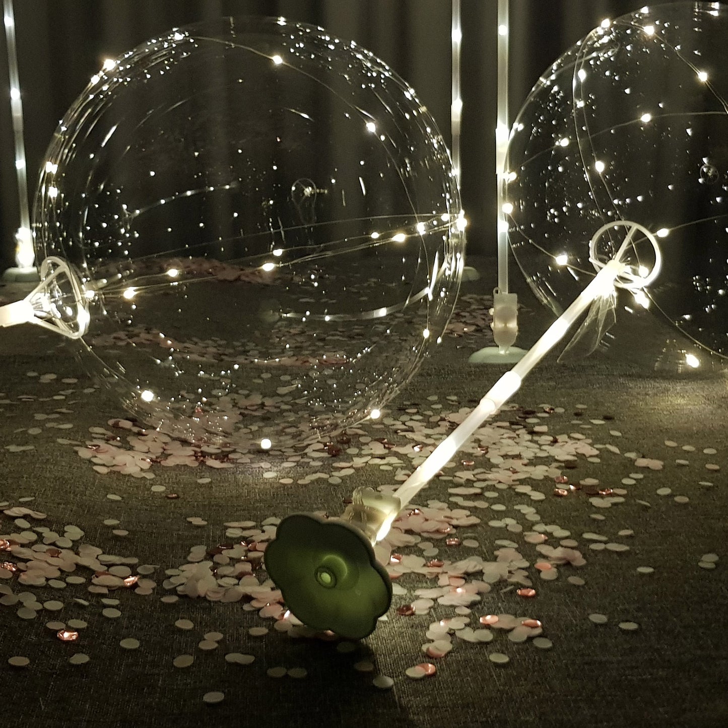 LED Balloons with sticks and roses 6pc
