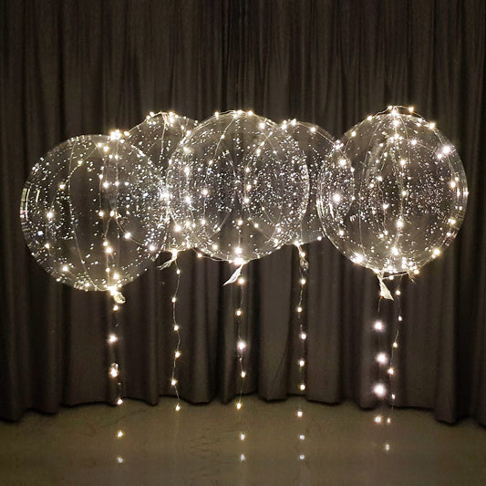 LED Light Up Clear Bobo Bubble Balloons Warm White (Set of 6)